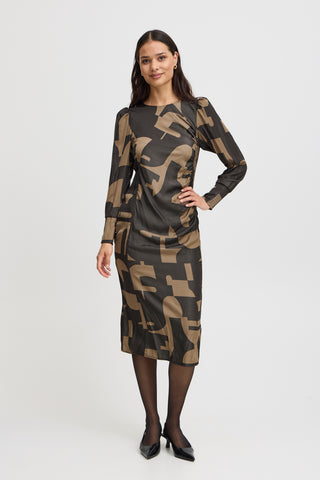 Fransa Natali Printed Long Sleeved Dress