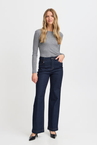 Fransa Chicago Hanna Slim Fit High Waist Wide Leg Jeans