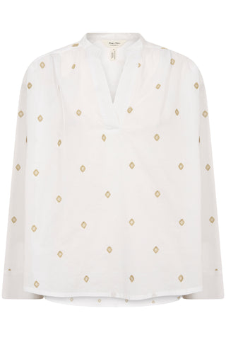 Part Two Natale Blouse with Gold Embroidery