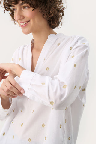 Part Two Natale Blouse with Gold Embroidery