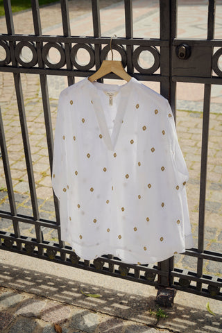 Part Two Natale Blouse with Gold Embroidery