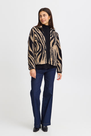 Fransa Nova Animal Print Cardigan