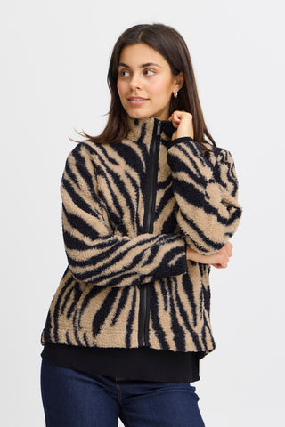 Fransa Nova Animal Print Cardigan