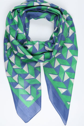 MSH Geometric Print Bordered Cotton Scarf