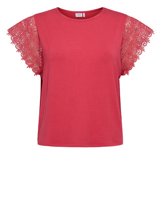 Numph Bitta Lace Sleeve T-Shirt