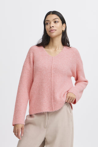 B Young Omea Rib V Neck Jumper