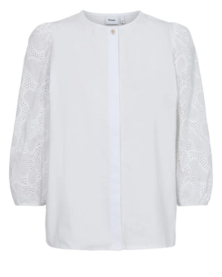 Numph Hensley Shirt with Broiderie Anglaise Sleeves